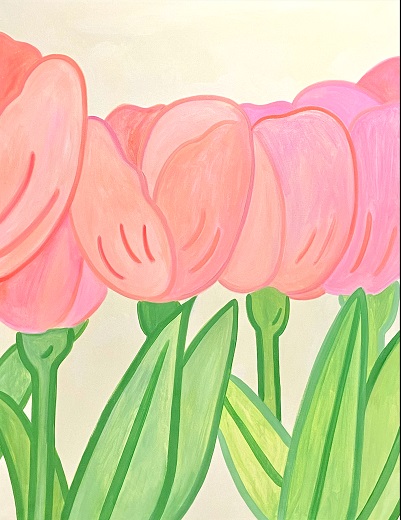모모킴,Big Pink Tulips,acrylic on canvas,117x91cm,2022